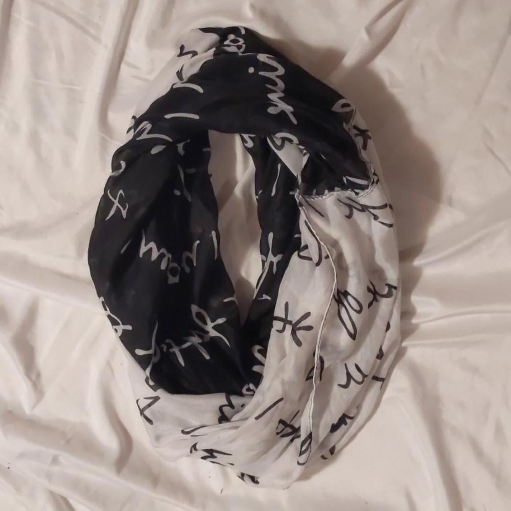Black & White Script Infinity Scarf